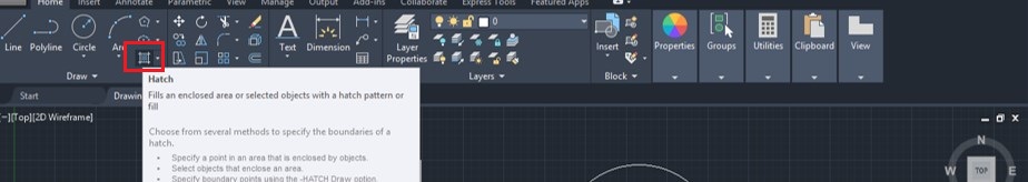 Gọi lệnh Hatch AutoCAD