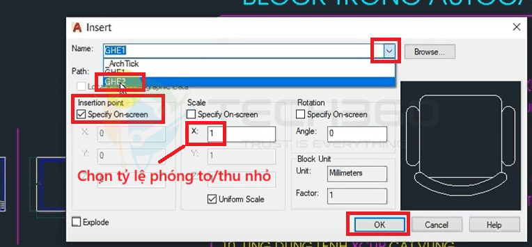 chèn Block trong cad