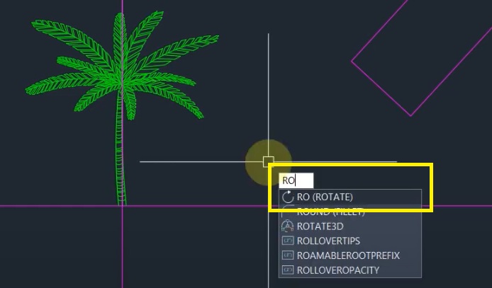 Cách gọi lệnh xoay trong AutoCAD