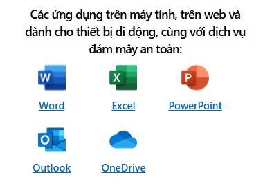 Các ứng dụng có trong Microsoft 365 Apps for business