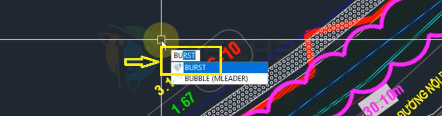 Tách block trong CAD: gọi lệnh BURST