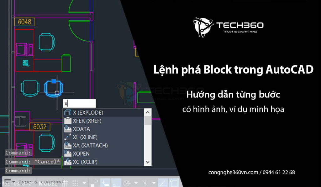 Cách dùng lệnh phá khối trong CAD cực chi tiết có hình ảnh