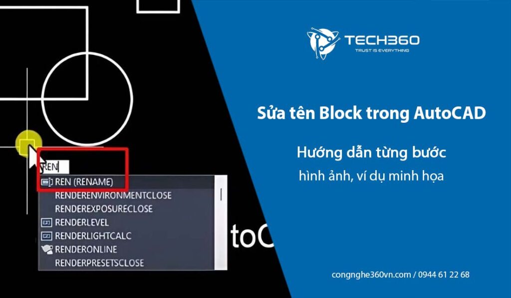 Hướng dẫn sửa tên Block trong AutoCAD với lệnh RENAME