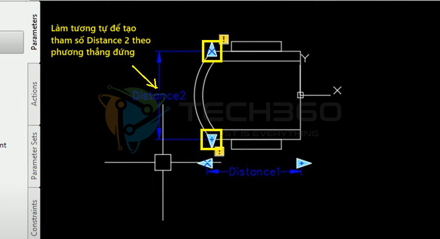 Làm tương tự để tạo tham số Distance 2 theo chiều dọc
