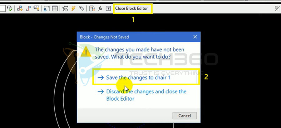 Đóng Block Editor để hoàn tất chỉnh sửa
