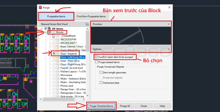 Xóa block trong CAD